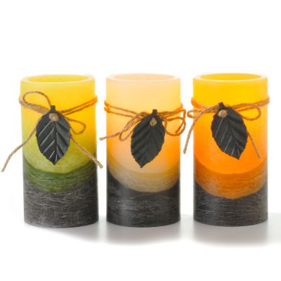 Enchantment™ Flameless Scented Wax Ombre Candles w/ Leaves - Set of 3