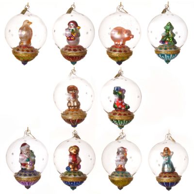 Thomas Pacconi Classics Glass Globe Ornaments - Set of 10