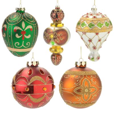 Thomas Pacconi Classics Large Deluxe Glass Ornaments - Set of 5