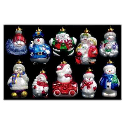K25350 - Thomas Pacconi Classics Snowmen 10-Piece Blown Glass Ornament Set