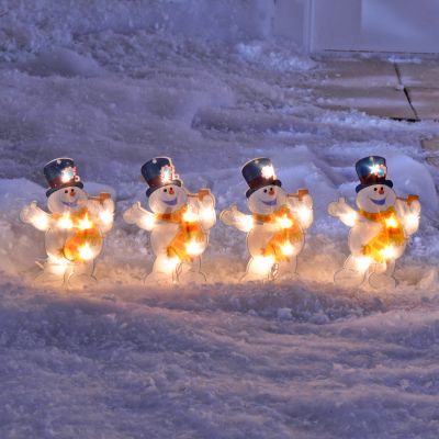 Four-Piece 8" Frosty The Snowman Outdoor Lighted Holiday Path Marker Set