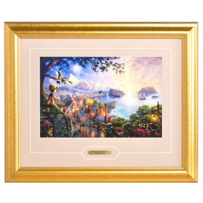 Thomas Kinkade Pinocchio Wishes Upon a Star 19.8" x 23.8" Framed Print