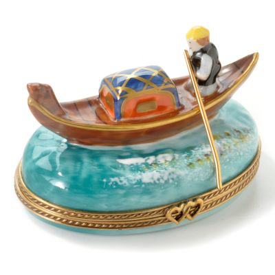 Venetian Gondolier 18K Detail Handcrafted Limoges Porcelain Decorative Box