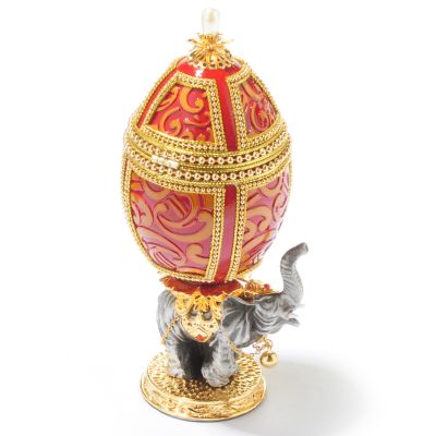 Faberge-Inspired "Mystic India" Hand-Painted Egg w/ 24K Plated Stand