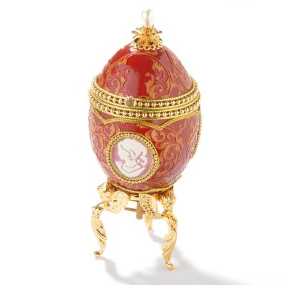 Faberge-Inspired "Lady of the Manor" Hand-Painted Musical Egg w/ 24K Stand