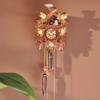 K25548 - Hubert Herr Yellow Roses Handcrafted Wood Black Forest Cuckoo Clock