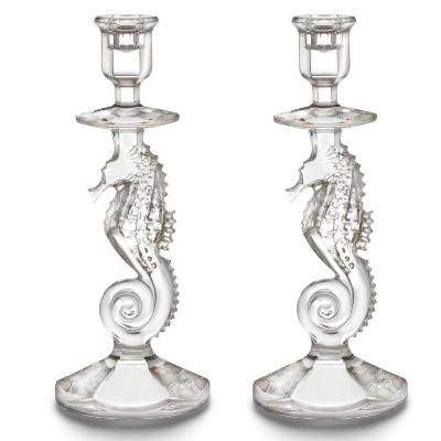 Waterford® Crystal Signed Seahorse 11.25" Candlestick Pair