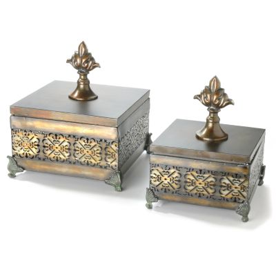 "Tahira" Decorative Footed Boxes - Set of Two