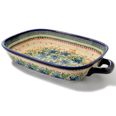 Polish Stoneware "Dinner Party in Abundance" Hand Painted 19" Pan