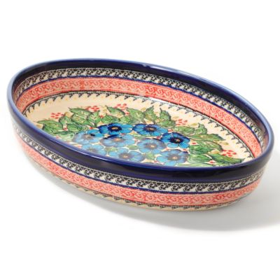 Polish Stoneware "Quintessential Polish Pottery" Hand Painted 12" Oval Dish