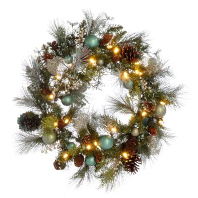 24" Pre-lit LED "Glitter Myst" Artificial Pine Wreath