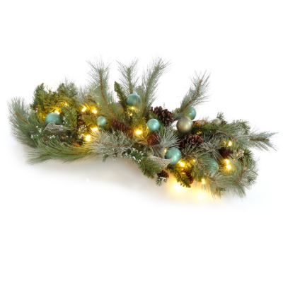 K31005 - 48'' Pre-lit LED ''Glitter Myst'' Artificial Pine Mantle Centerpiece