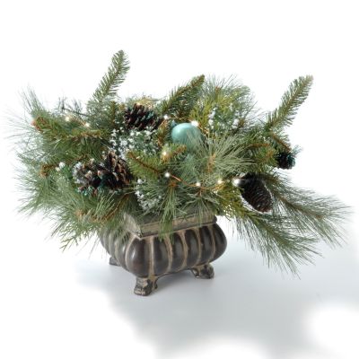12" Pre-Lit LED "Glitter Myst" Artificial Pine Table Centerpiece