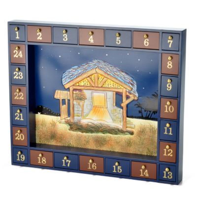 Kurt Adler Wooden Advent Calendar w/ 24 Magnetic Pieces