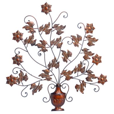 K40040 - Leaves & Urn Iron Wall Art Plaque