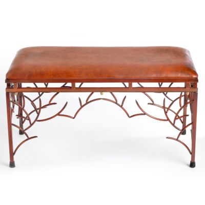 Groveland Faux Leather & Iron Bench