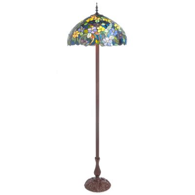 K40144 - 65" Dogwood Tiffany-Style Stained Glass Floor Lamp