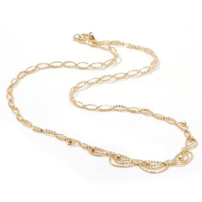 14K 17" Diamond Cut Bead Chain Necklace
