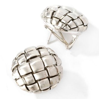 Sterling Silver Puffed Quilt Round Earrings