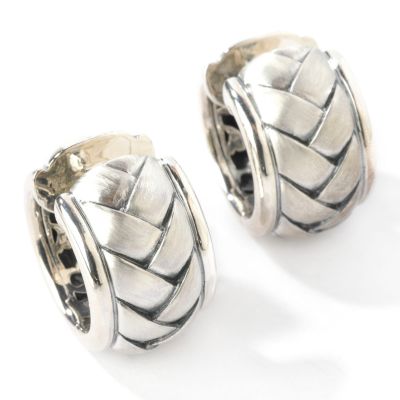 Sterling Silver Polished Weave Hoop Earrings