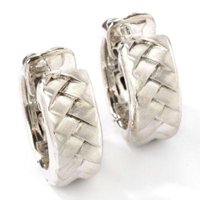 Sterling Silver Satin & Brushed Braided Hoop Earrings