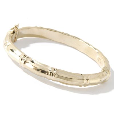 14K 7" Textured Bamboo Bangle Bracelet