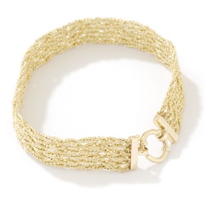 10K 7.5" Rope & Bead Woven Bracelet
