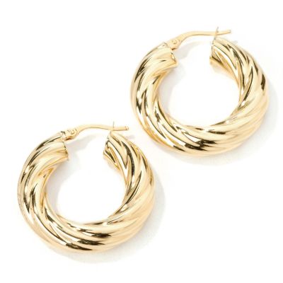 14K Gold Twisted Hoop Earrings