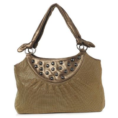 Whiting & Davis Stud Detail Metal Mesh Handbag