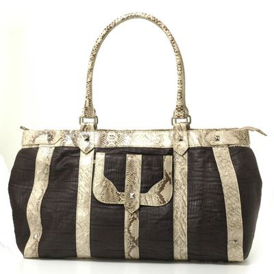 SR Squared Python-Embossed Trim Tote