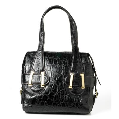 Sondra Roberts Large Embossed Scale Hornback Crocodile Shopper