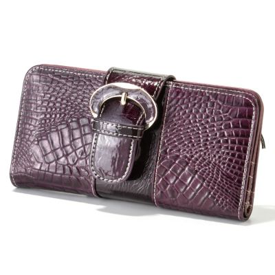 Madi Claire "Brook" Buckle Detail Croco Embossed Leather Wallet