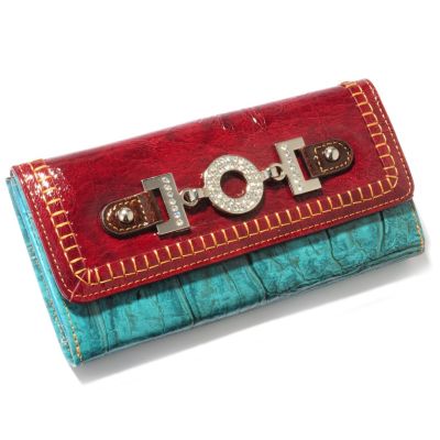 Madi Claire "Donna" Glazed Trim Croco Embossed Leather Wallet