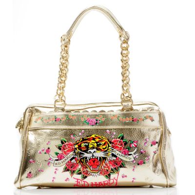 Ed Hardy® "Tigarama" Scallop Detail Satchel Handbag