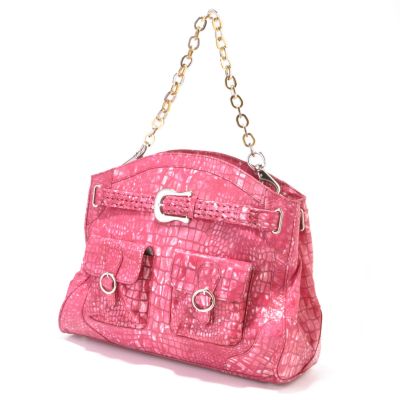 La Gioe di Toscana "Estee" Belt Detail Reptile Print Leather Handbag