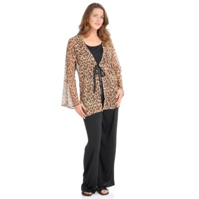 S50514 - Warren by WD.NY Georgette Tie Cardigan Three-Piece Set