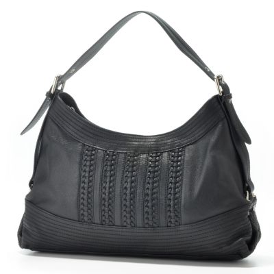 Via Spiga "Tessuto" Braid Detail East-West Leather Hobo Handbag
