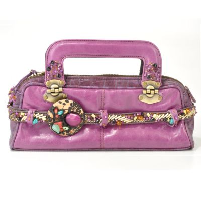 Mary Frances "Non-Violet" Embellished Leather Handbag