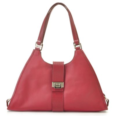 S50742 - La Gioe di Toscana Leather Pyramid Satchel Handbag