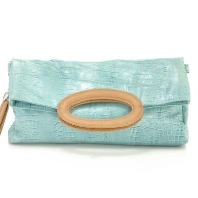 Christian Livingston Lizard Embossed Fold Over Clutch / Handbag