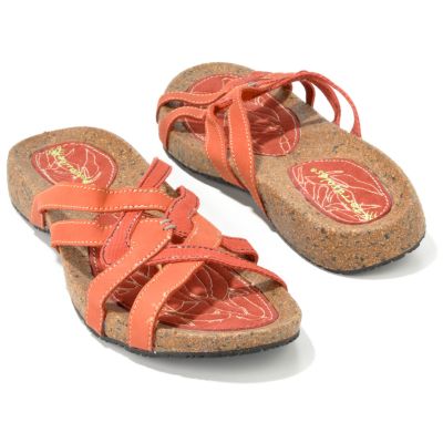 Terrasoles "Lobo" Women's Canvas / Nubuck Leather Slide Sandals. FIREBRICK, 9
