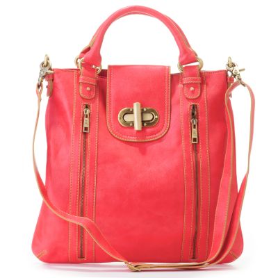 S50957 - Melie Bianco Zipper Detail Turn Lock Closure Handbag