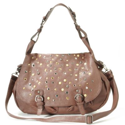 S50978 - Melie Bianco Stud Detail Flap Handbag