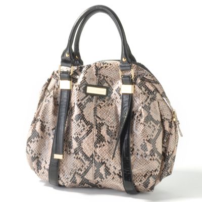 Melie Bianco Python Print Duffel Handbag