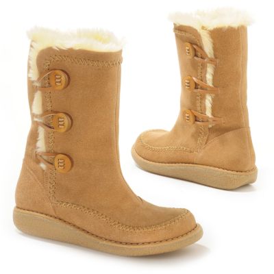 S51040 - Encanto Faux Fur Lining Button Detail Suede Boots