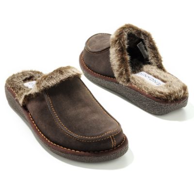 S51060 - Encanto Faux Fur Trim Suede Mule Shoes