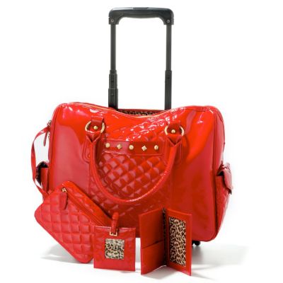 S51098 - A-List by Amber Quilted Patent Finish Rolling Tote