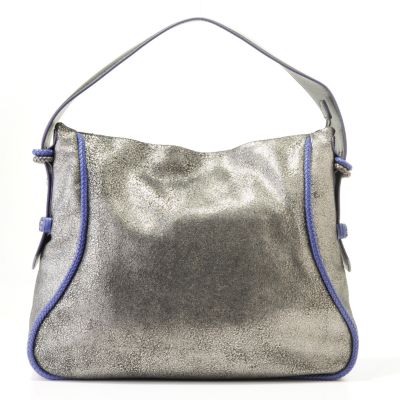 Sondra Roberts Braiding Detail Metallic Leather Hobo Handbag