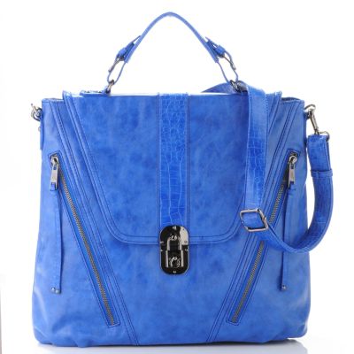 S51141 - Melie Bianco Zipper Detail Flip Lock Closure Handbag