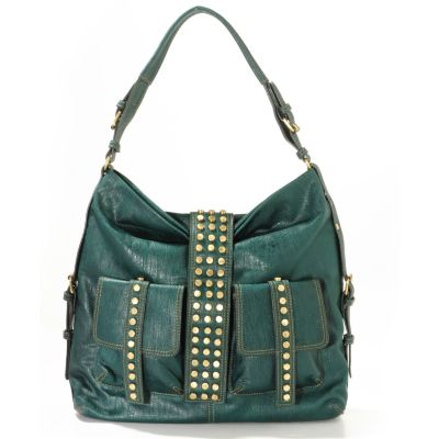 Melie Bianco Stud Detail Double Pocket Hobo Handbag